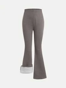 SHEIN Girlism Set de 2 pantalones informales con cierre acampanado y forros térmicos, versátiles para otoño/invierno, para niñas preadolescentes