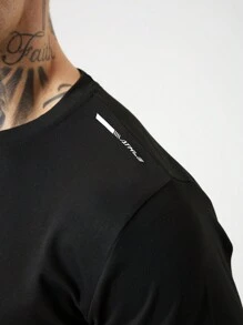 Coreblaze Camiseta casual de compresión para hombres de unicolor y cuello redondo de manga corta - Negro - Ver 3