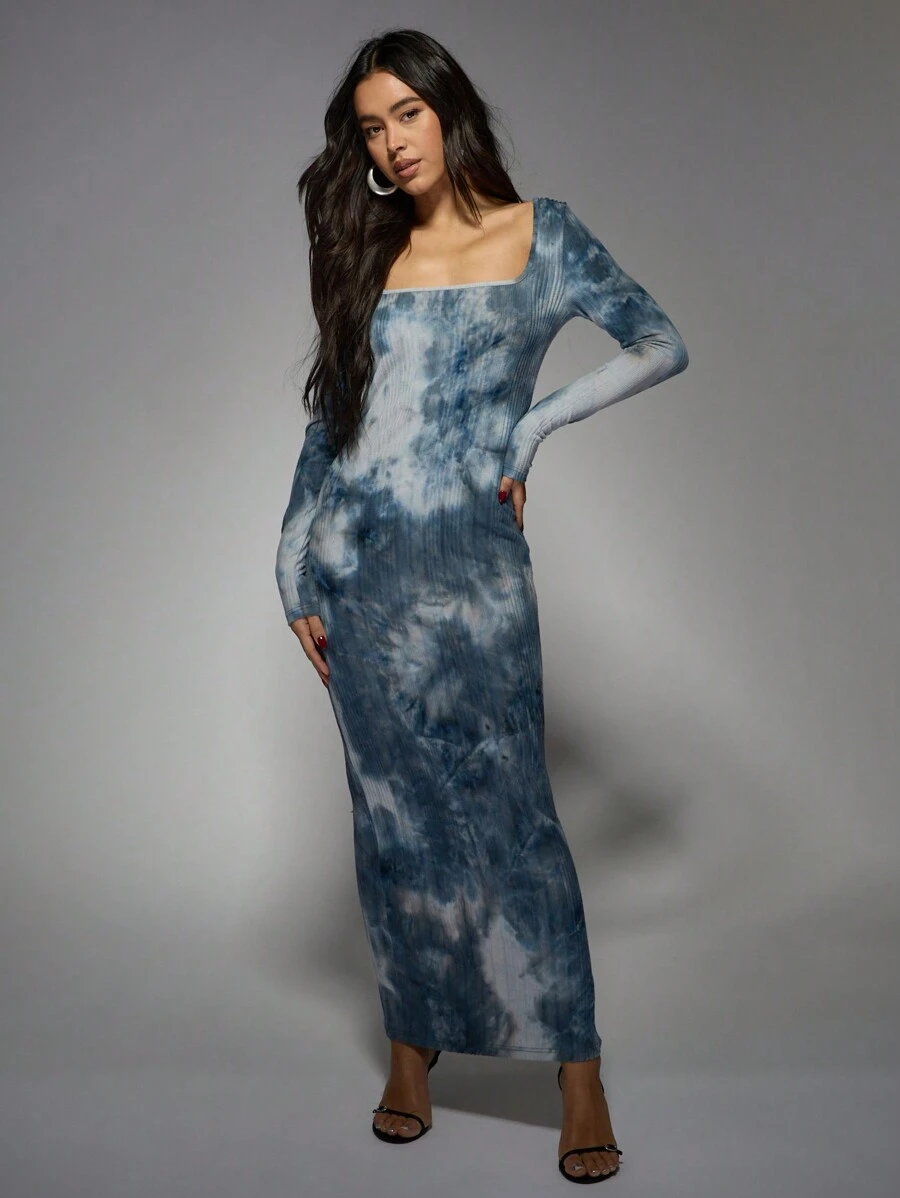 ribbed tie dye dress ZARA Ribbed Tie Dye Asymmetric Dress Size Medium