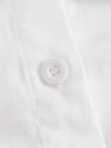 SHEIN ICON Camisa blanca corta con detalle de solapa y cordón en el lateral - Blanco - Ver 4