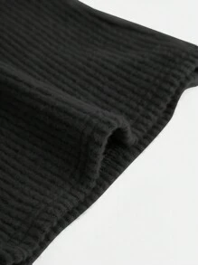 Girlism Teen Girls Black Ribbed Off Shoulder Foldover Collar Low Waist Flare Pants Casual Streetwear 2pcs Set