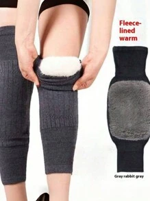 1 Pair 43CM Winter Thickened Long Hair Warm Kneepads Cold Proof Leg Joint Protection For Men Women Outdoor Riding Skiing Daily Use Birthday Gift - Multicolor - View 1