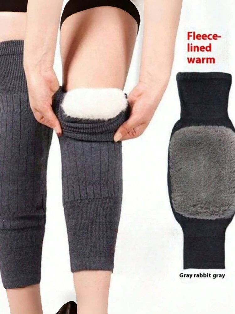 1 Pair 43CM Winter Thickened Long Hair Warm Kneepads Cold Proof Leg Joint Protection For Men Women Outdoor Riding Skiing Daily Use Birthday Gift - Multicolor - View 1