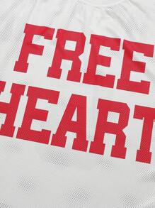 Manfinity EMRG Men's Round Neck Short Sleeve Letter Print Basic Basketball Jersey Style T-Shirt, Casual For Daily Wear - White - View 6