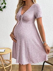 SHEIN 孕妇装，简约时尚的休闲日常服装 - 粉色 - 查看 1