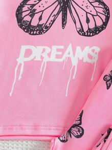 2 Peças Conjunto de Homewear Confortável com Estampa de Rosto Sorridente para Meninas Pré-Adolescentes - Top de Manga Curta e Calça - Multicolorido - Visão 7
