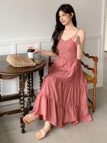 DAZY Vestido midi suelto de verano/primavera para vacaciones, vestidos casuales de mujer