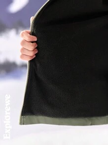 SHEIN 2 件套：青少年男孩防水夹克 + 保暖内衬慢跑裤，温暖户外休闲装 - 綠色 - 查看 5