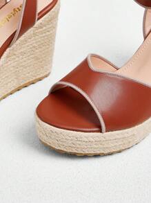 Styleloop Chic Vacation Style Platform Thick Sole High Heel Sandals, Black Open Toe Wedge Heels