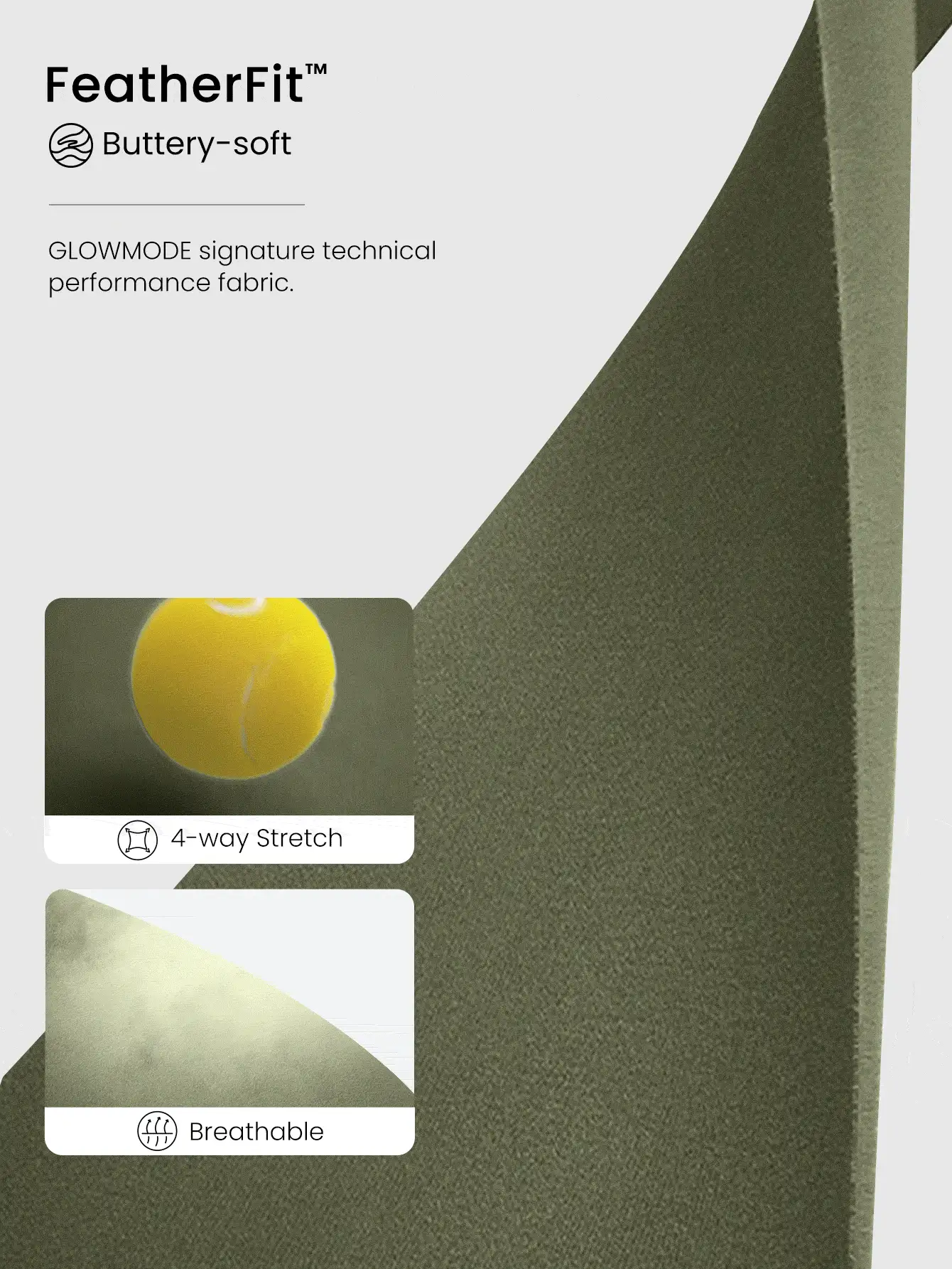 GLOWMODE 24" FeatherFit™ Low Impact 3/4 Leggings Gym Fall Winter