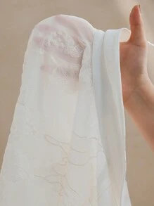 Anewsta 女士优雅法式刺绣领衬衫 - 白色 - 查看 8