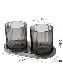 2PCS/Set PET Gargle Cup & 1pc Tray, Modern Bathroom Mouthwash Brushing Teeth Storage Cup & Tray For Bathroom Home Bathroom Decor Summer