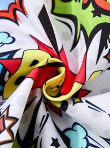 SHEIN Leap Crew 2pcs/Set Tween Boy Casual Street Fashion Graffiti Letter Full Print Mesh Lining Loose Swim Trunks - Multicolor - View 5