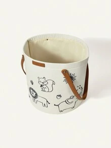 Cozy Pixies 1 件多图案简约收纳篮，适用于玩具、婴儿房、洗衣房和一般收纳 - 米色 - 查看 4