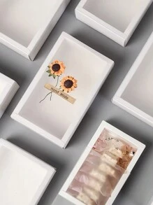 10 piezas Nuevas cajas de regalo extraíbles, color liso, con ventana, caja de papel kraft, caja pequeña para regalo de fiesta de cumpleaños, empaque universal - Blanco - Ver 6