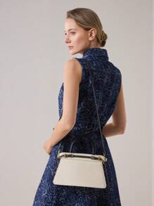 MOTF PREMIUM Bolso de mano con detalles de bloque de color y cremallera para mujer