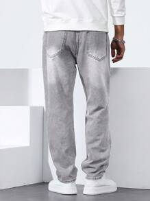 Manfinity Homme Męskie proste, luźne, casualowe jeansy z kieszeniami, uniwersalne