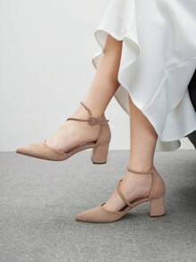 CUCCOO BIZCHIC Zapatos de tacón alto de punta afilada con diseño simple, para uso casual diario