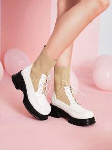 SheIn MOD Botas Cortas De Moda Para Mujer Con Forro De Lana - Albaricoque - Ver 2