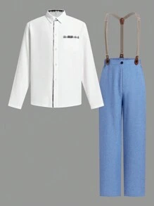 Tween 男孩学院风格子拼布工装裤和裤子两件套套装、圣诞男童服装、圣诞儿童家庭服装、圣诞礼物、圣诞服装、圣诞儿童服装、圣诞红色上衣、男孩圣诞配套毛衣、圣诞儿童毛衣