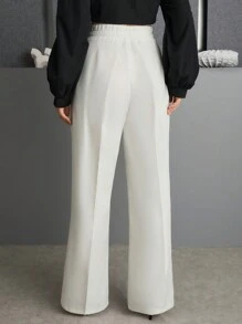 EURMUSE Plus Size Women's Pocket Pants, Business Suit Pants - White - View 2