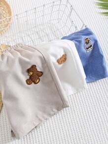 3pcs/Set Young Boy Casual Navy Blue, White, Khaki Versatile Cute Printed Loose Fitting Shorts, Suitable For Outings, Vacation, Parties, School, Home, Spring & Summer - Multicolor - View 1