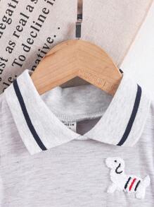 SHEIN Vestido casual plisado con cuello acanalado de moda para niñas, estilo escolar, para el verano