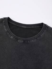 ROMWE MEN Street Life 男士复古水洗宽松印花背心 - 黑色 - 查看 3