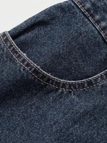 Livesso 度假休闲外出装夏季复古水洗女式背心牛仔连衣裙太阳裙 - 藍色 - 查看 5