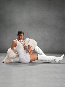 CUCCOO SZL 时尚秋冬女士性感高跟过膝派对靴 - 薄荷綠 - 查看 7