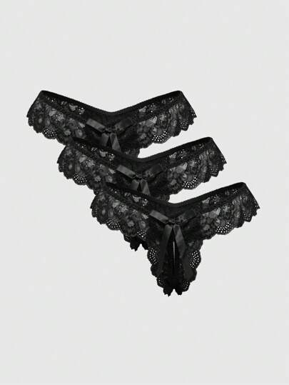 Goth 3 pièces Sous-vêtements en dentelle sexy grande taille