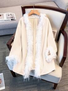 SHEIN Clasi 秋冬季大码休闲拼色羊毛夹克 - 彩色 - 查看 1