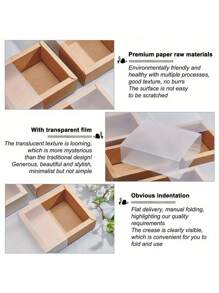 12 套牛皮纸礼品盒，带 PVC 套，矩形礼品包装收纳盒，BurlyWood，展开：9.41x9.33x0.02 英寸，盒子：3.27x3.27x1.26 英寸，内部尺寸：2.65x2.65x1.18 英寸学校用品食品袋食品盒适用于糖果巧克力饼干等，秋季装饰