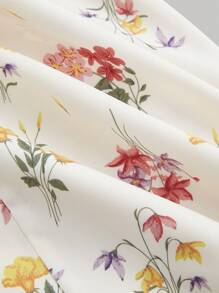 SHEIN MOD 女士复古方领无袖全印花休闲连衣裙、情人节、春季连衣裙、女士早午餐装、茶会装、女士度假装、女士花裙、夏季度假装、女士复古连衣裙 - 彩色 - 查看 3