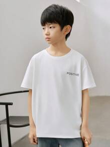 男童活力圆领短袖印花T恤，圆领