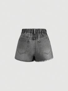 SHEIN Girlism Tween Girls' Spring And Summer Boho Ripped High Waist Wrap Front Denim Skort,Tween Girl Summer Break Outfits