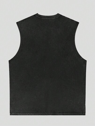 Goth Camiseta de tirantes holgada con acabado vintage para hombre, estilo streetwear, para conciertos