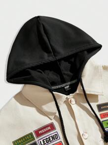 Manfinity VCAY Men's Fashionable Color Block Letter Print Jumpsuit, Autumn