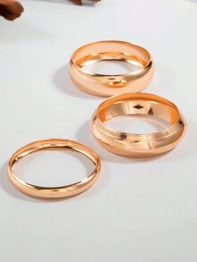 Set de 3 piezas de brazaletes de metal con arco liso y exagerado de moda, color dorado, adecuado para fiestas, bailes, regalos, para mujeres
