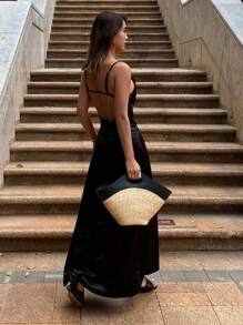 Livesso Solid Color Bodycon Backless Dress, Elegant Holiday Wear For Women, Spring & Summer Elegant Party Women Sundress