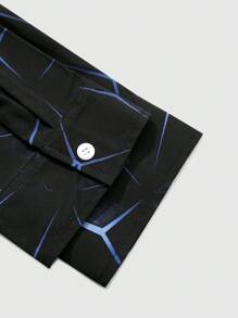 Manfinity LEGND 大码男士几何印花长袖单排扣休闲衬衫，适合秋季