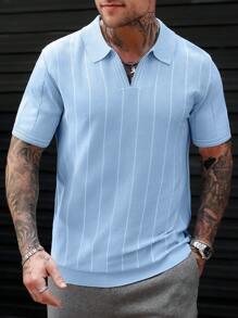 Manfinity Hypemode Men's Striped Short Sleeve Casual Knit Top, Spring & Autumn