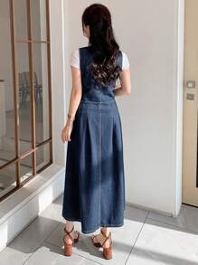 DAZY Damen Gewaschenene zweifarbige Denim-Weste und Denim Rock im Cowgirl-Stil, Frühling/Sommer