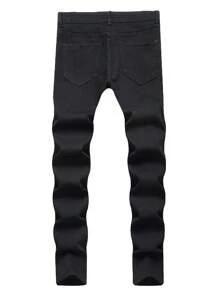 Manfinity EMRG Men's Pocket Ripped Skinny Casual Jeans - Black - View 2