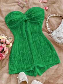 Soleia Women's Solid Color Twist Front Jumpsuit, Casual Daily Wear