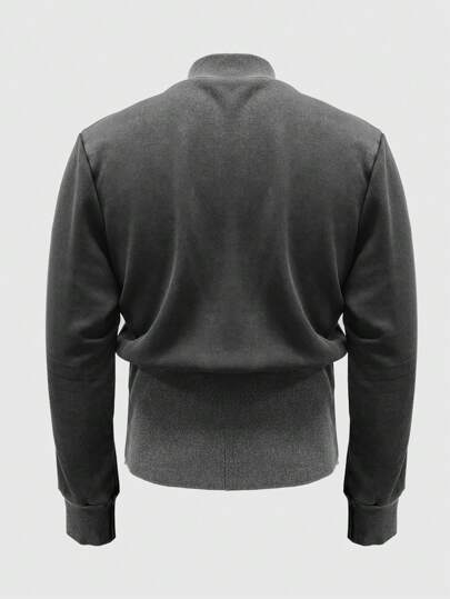 Street Life Sweat-shirt zippé décontracté, coupe slim, de couleur unie pour hommes
