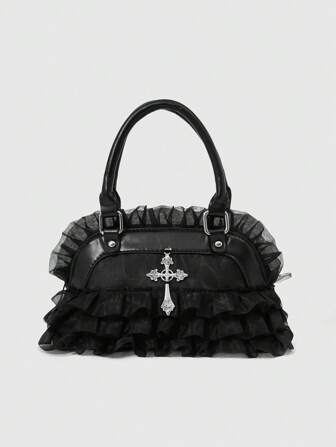 Goth Gothic Dark Punk Style Women Handbag, Daily Casual Tote Bag