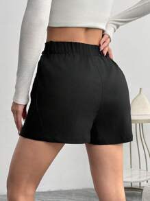 SHEIN EZwear Black Woven Solid Color Anti-Exposure Form-Fitting Skirt - Black - View 2