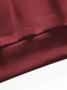 EURMUSE Men's Casual Graphic Print Crew Neck Long Sleeve Sweatshirt - Burgundy - View 4