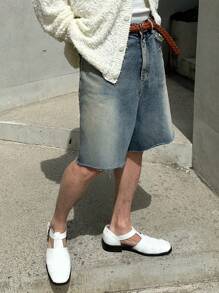 DAZY Men's Summer Solid Blue Denim Shorts - Blue - View 3